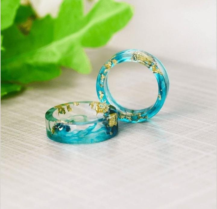 Aqua Luxe Gold-leaf Rings