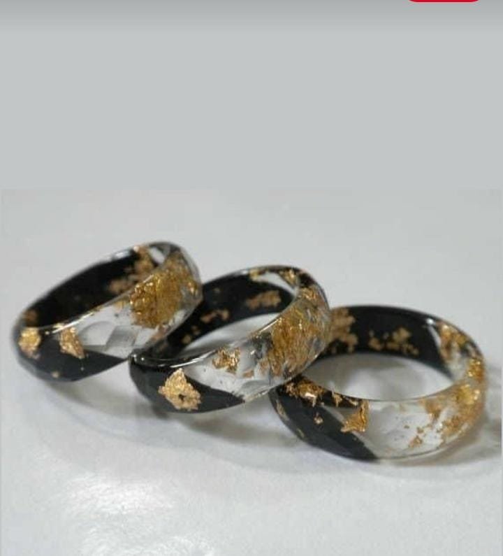 Aqua Luxe Gold-leaf Rings - Image 3